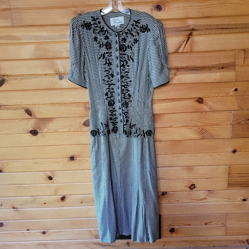 1980s Sarah Elizabeth Houndstooth Career‎ Dress